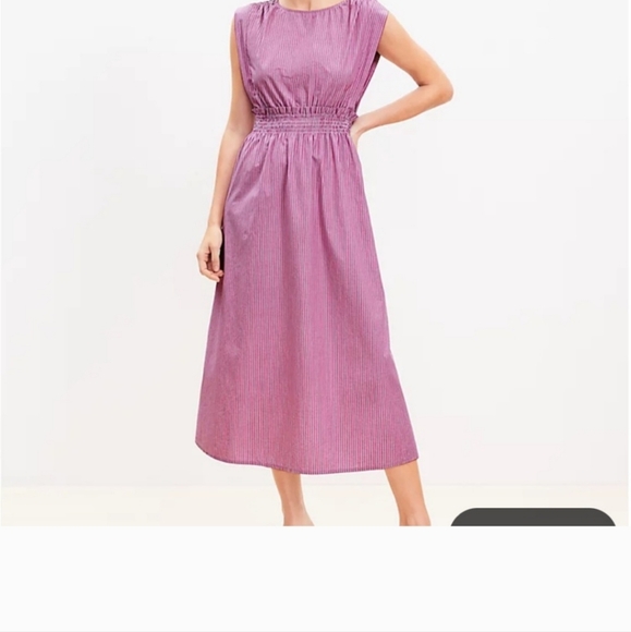 Loft Striped Poplin Midi dress - Picture 4 of 4